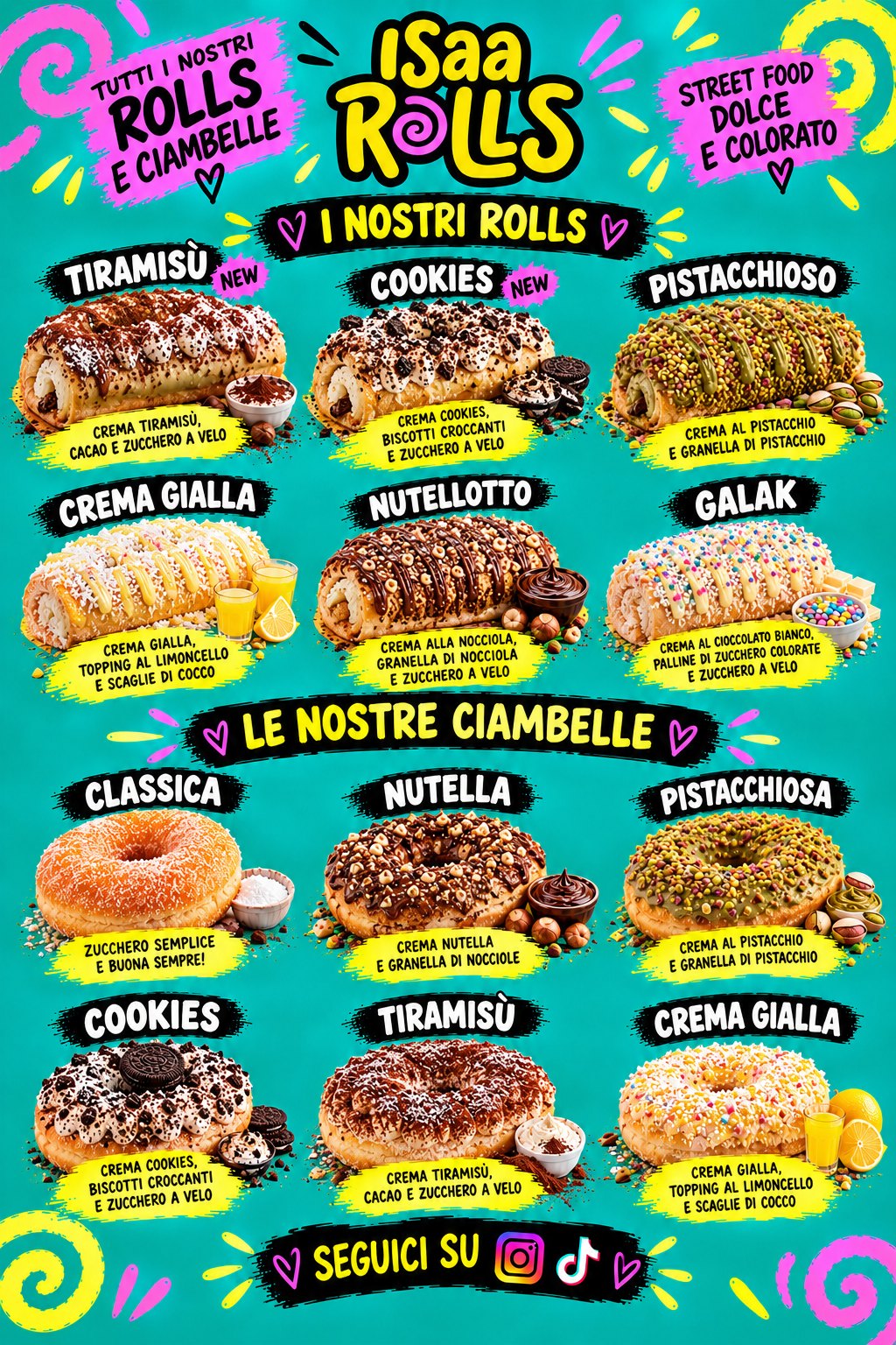 Menu Isaa Rolls: rolls e ciambelle